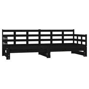 vidaXL Pull-out Day Bed without Mattress Black 2x(90x190) cm