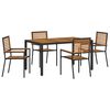 vidaXL Garden Dining Set 5 pcs Black and Brown Poly Rattan