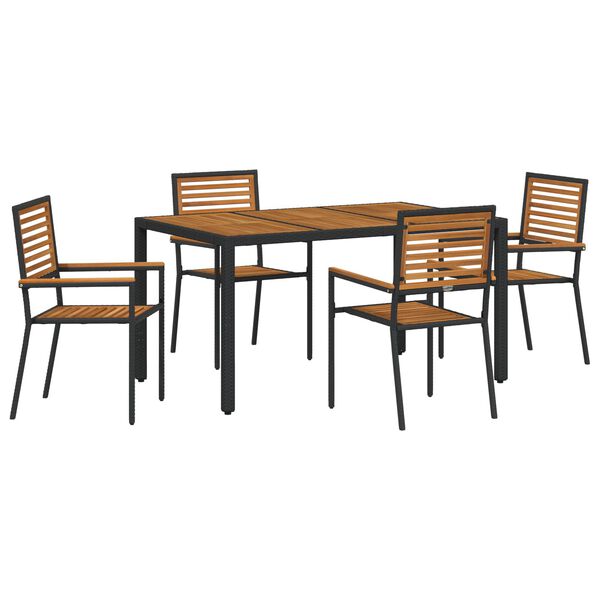 vidaXL Garden Dining Set 5 pcs Black and Brown Poly Rattan