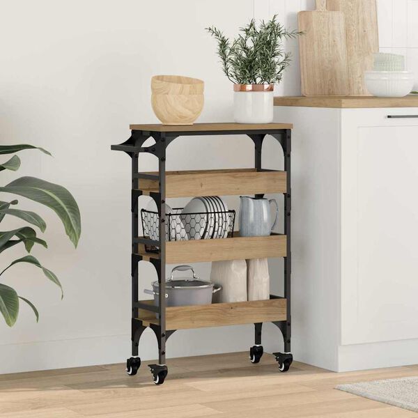 vidaXL Kitchen Trolley Artisan Oak 53 x 20 x 76 cm Engineered Wood
