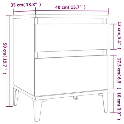 vidaXL Bedside Cabinet White 40x35x50 cm