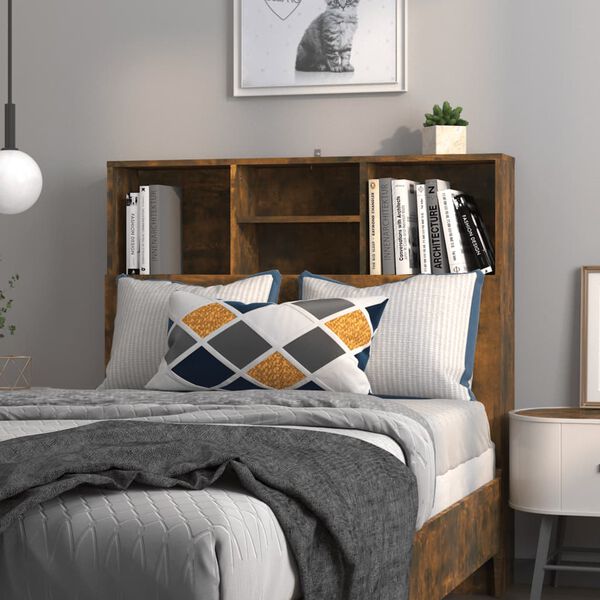 vidaXL Headboard Cabinet Smoked Oak 100x19x103.5 cm