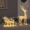 vidaXL Reindeer Pull Sleigh Warm white 70 x 26 x 129 cm PET