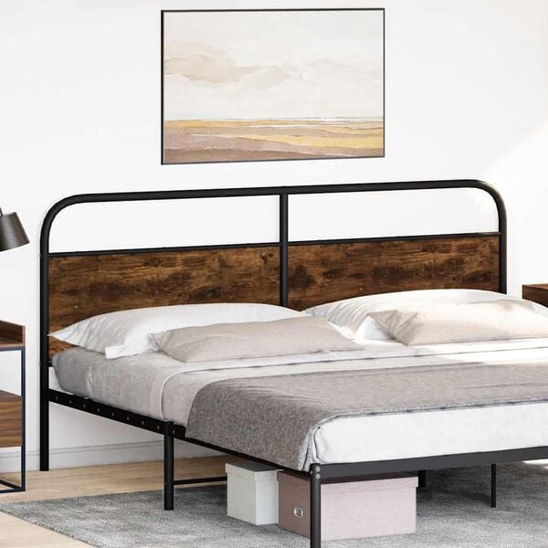 vidaXL Replace Headboard Smoked Oak 180 cm Steel and Engineered Wood