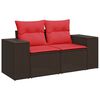 vidaXL 5 Piece Garden Sofa Set with Cushions Brown Poly Rattan Acacia