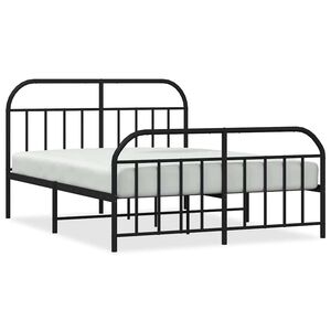 vidaXL Metal Bed Frame without Mattress with Footboard Black 140x200cm