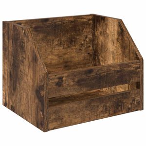 vidaXL Vinyl Album Box Smoked Oak 38 x 30 x 29 cm Engineered Wood