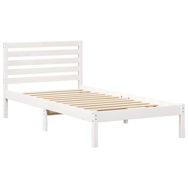 vidaXL Bed Frame with Headboard White 90 x 200 cm Solid Pine Wood