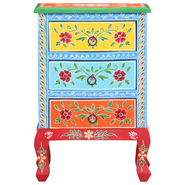 vidaXL Hand Painted Bedside Cabinet 40x30x60 cm Solid Mango Wood