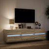 vidaXL TV Wall Cabinet with LED Sonoma Oak 180x31x45 cm