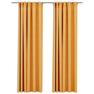 vidaXL Linen-Look Blackout Curtains with Hooks 2 pcs Yellow 140x245 cm