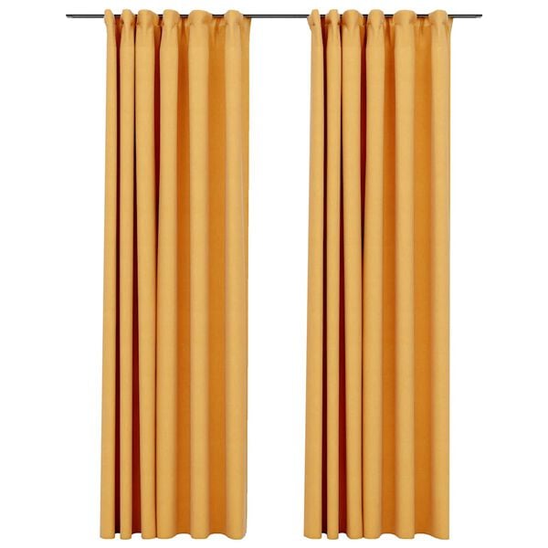 vidaXL Linen-Look Blackout Curtains with Hooks 2 pcs Yellow 140x245 cm