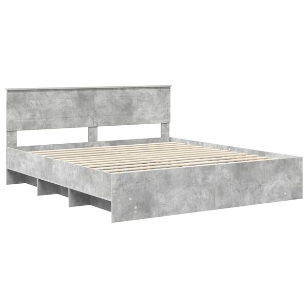 vidaXL Bed Frame Concrete Grey 180 x 200 cm Engineered Wood
