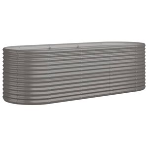 vidaXL Garden Raised Bed Galvanised Steel 224x80x68 cm Grey