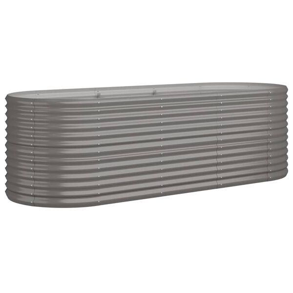 vidaXL Garden Raised Bed Galvanised Steel 224x80x68 cm Grey
