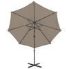 vidaXL Cantilever Garden Parasol with Pole and LED Lights Taupe 300 cm