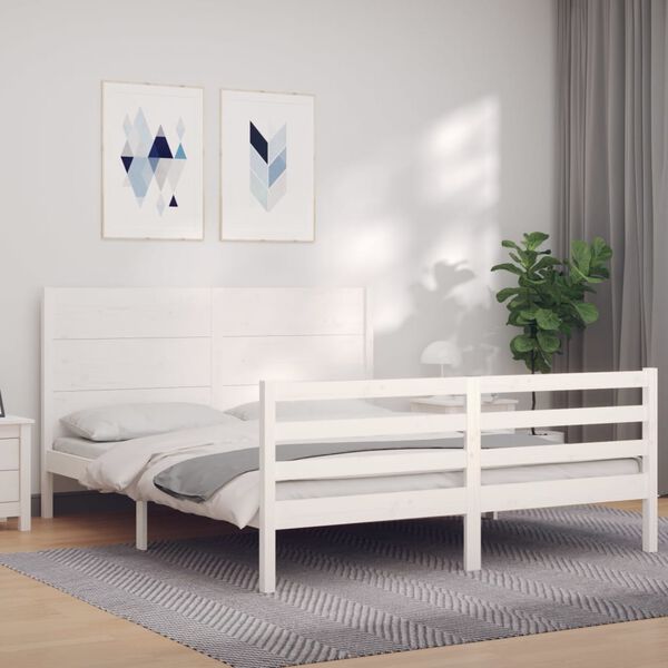 vidaXL Bed Frame without Mattress White 160x200 cm Solid Wood