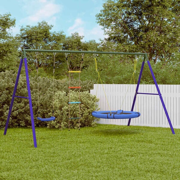vidaXL Outdoor Swing Set with Swing, Ladder, Saucer Swing