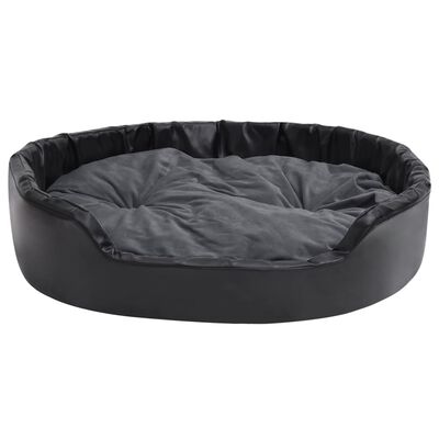 vidaXL Dog Bed Black and Dark Grey 99x89x21 cm Plush and Faux Leather