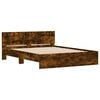 vidaXL Bed Frame with Headboard and LED Smoked Oak 150x200 cm King Size