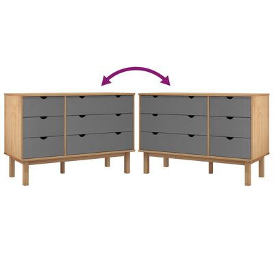 vidaXL Drawer Cabinet OTTA Brown&Grey 111x43x73.5cm Solid Wood Pine