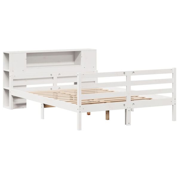 vidaXL Bookcase Bed without Mattress White 140x200 cm Solid Wood Pine