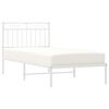 vidaXL Metal Bed Frame without Mattress with Headboard White 90x190cm