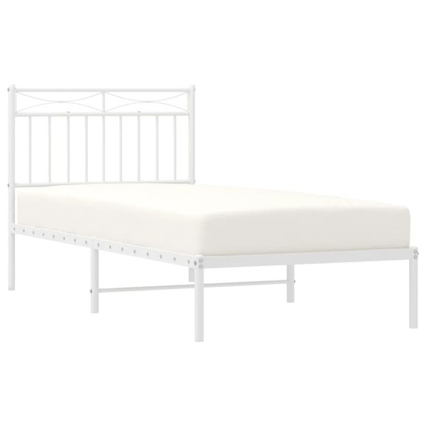 vidaXL Metal Bed Frame without Mattress with Headboard White 90x190cm