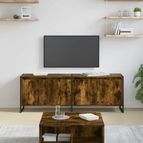 vidaXL TV Cabinet Smoke Oak 140 x 36 x 49.5 cm Engineered Wood