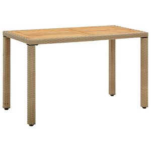 vidaXL Garden Table Beige 123x60x74 cm Poly Rattan&Solid Wood Acacia