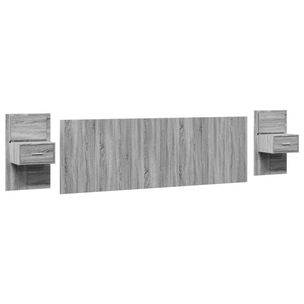 vidaXL Bed Headboard with Cabinets Grey Sonoma 240 cm Engineered Wood