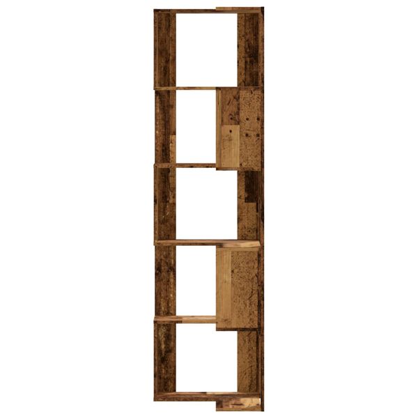 vidaXL Corner Bookcase 5-Tier Old Wood 50x50x179 cm Engineered Wood