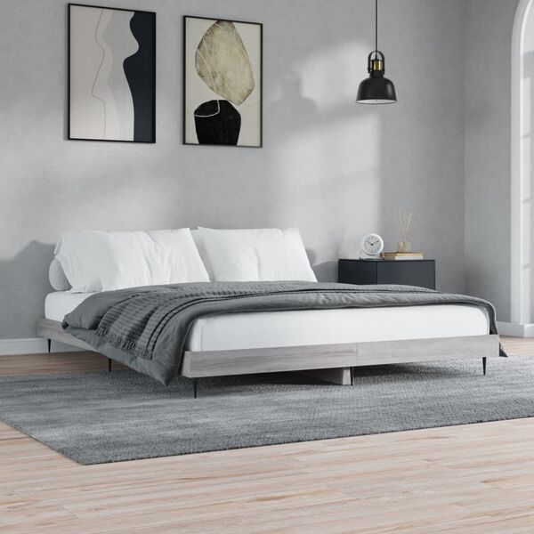 vidaXL Bed Frame without Mattress Grey Sonoma 120x200 cm Engineered Wood