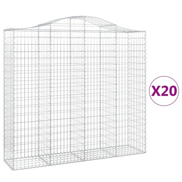 vidaXL Arched Gabion Baskets 20 pcs 200x50x180/200 cm Galvanised Iron
