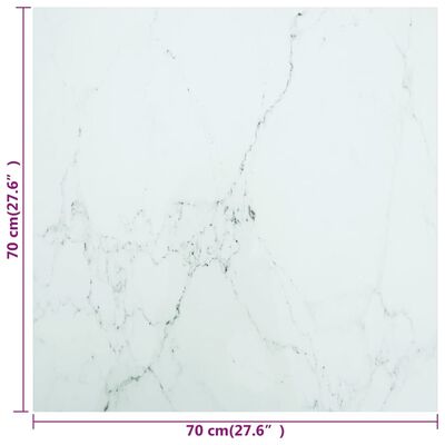 vidaXL Table Top White 70x70 cm 6 mm Tempered Glass with Marble Design