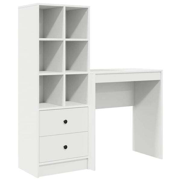 vidaXL Desk with Drawer 2 pcs White