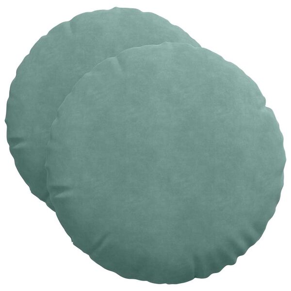 vidaXL Seat Cushions 2 pcs Sea Green Ø 50 x 19 cm Velvet