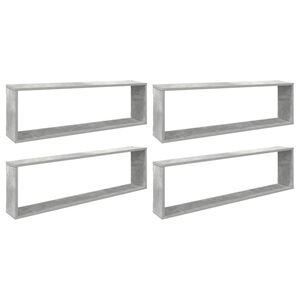 vidaXL Wall Cube Shelf 4 pcs Concrete Grey 100x15x30 cm Engineered Wood