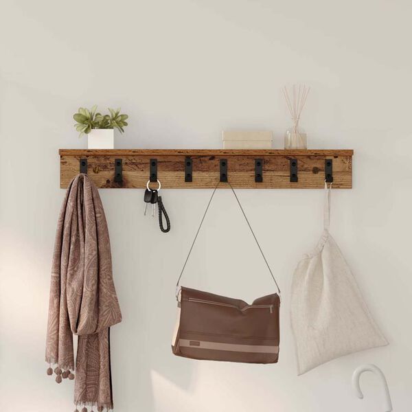 vidaXL Wall-Mounted Coat Rack with Shelf Old wood 80 x 10.5 x 10.5 cm