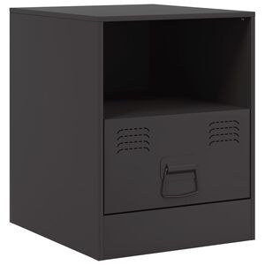 vidaXL Bedside Cabinet Black 34.5x39x44 cm Steel