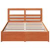 vidaXL Bed Frame with Headboard Wax Brown 160 x 200 cm Solid Pine Wood