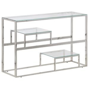 vidaXL Console Table Silver Stainless Steel and Tempered Glass