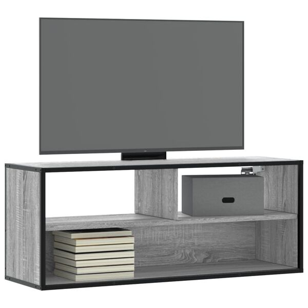 vidaXL TV Cabinet Grey Sonoma 100x31x39.5 cm Engineered Wood and Metal