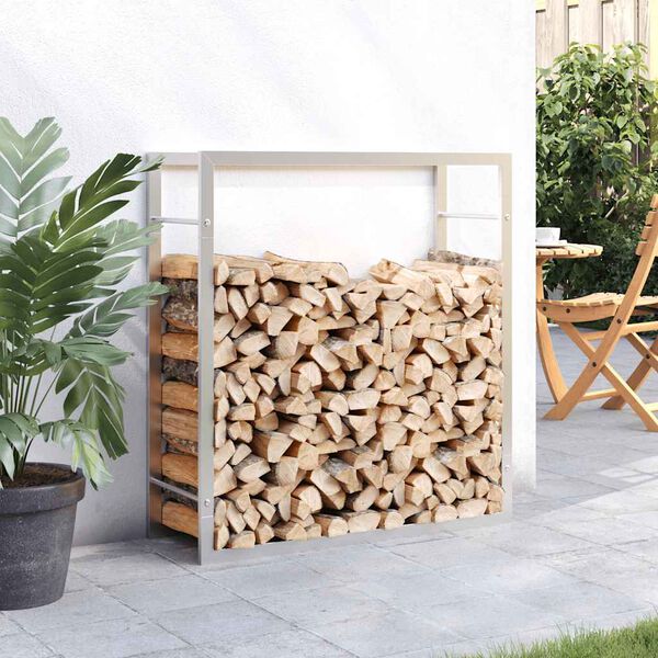 vidaXL Firewood Rack 80x28x86 cm Stainless Steel