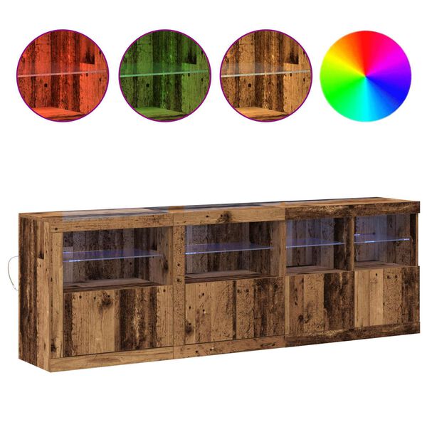 vidaXL LED Sideboard Old Wood 202 x 37 x 67 cm Engineered Wood