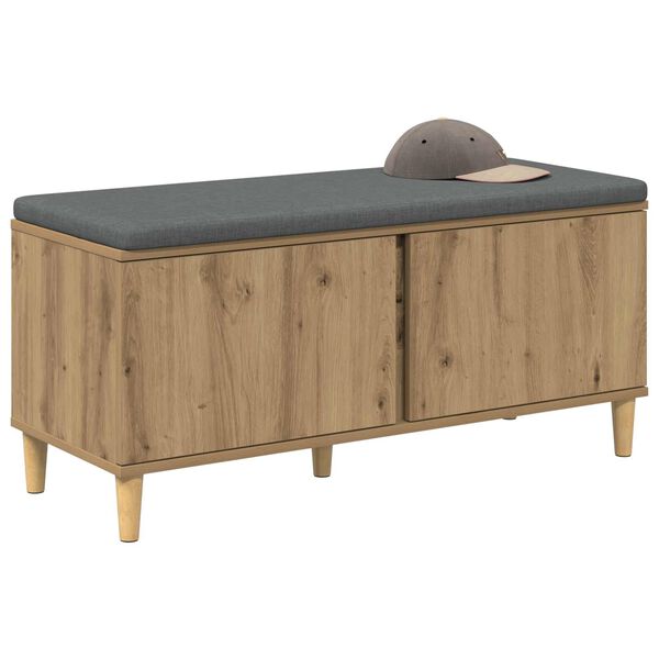 vidaXL Hall Bench with Cushion with Door Artisan Oak 100 x 38 x 46 cm