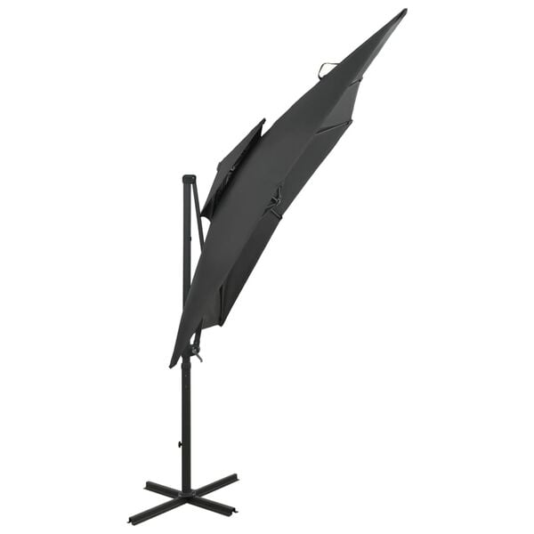 vidaXL Cantilever Garden Parasol with Double Top 250x250 cm Anthracite