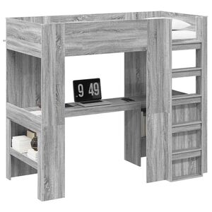 vidaXL Loft Bed Frame with Desk with Storage Grey Sonoma 80 x 200 cm