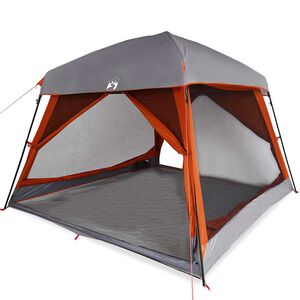 vidaXL Family Tent Cabin 6-Person Grey and Orange Waterproof