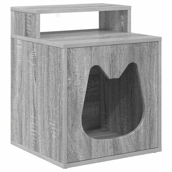 vidaXL Cat House Grey Sonoma 42.5 x 40 x 53.5 cm Engineered Wood